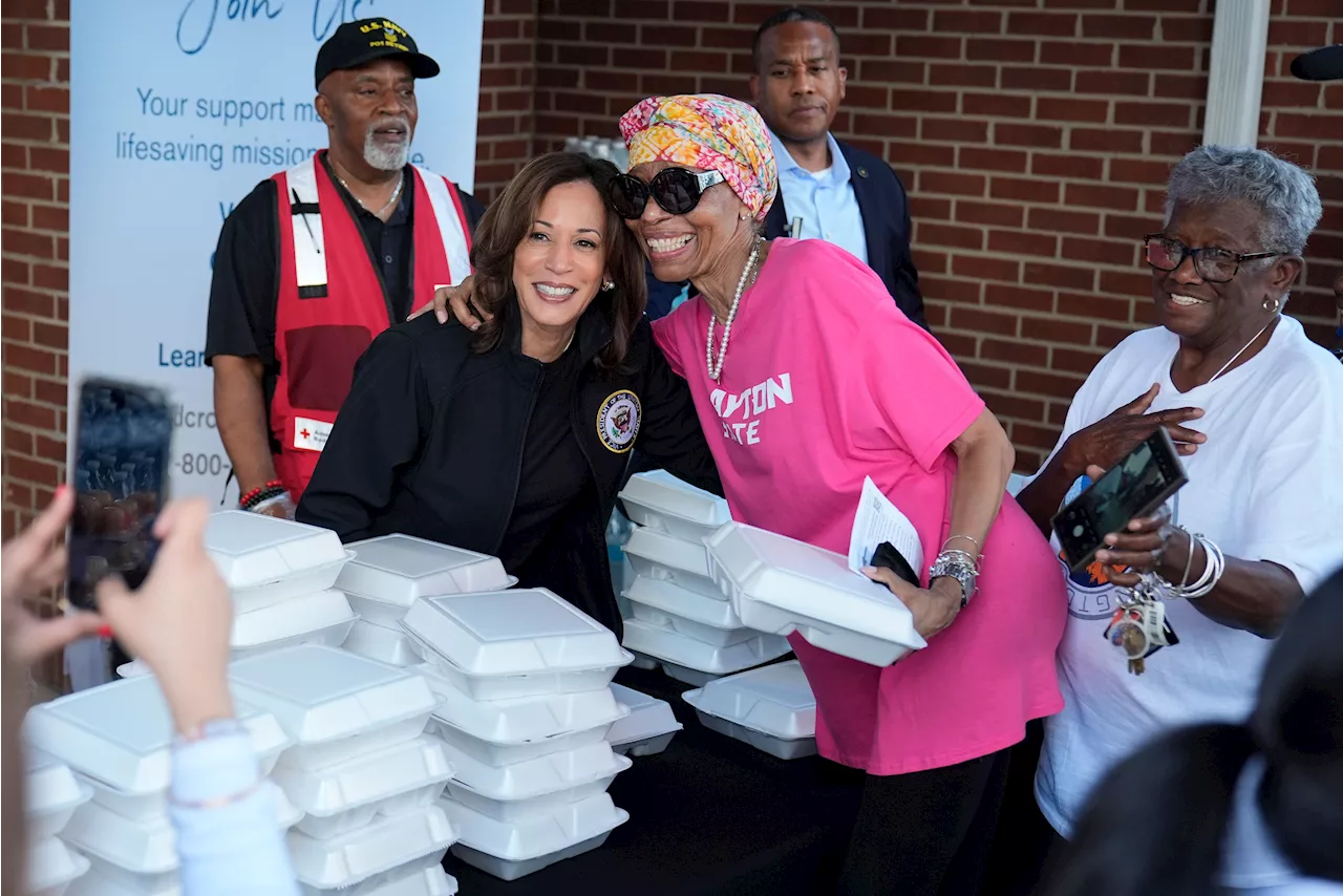 Harris hands out meals, consoles families as she surveys Hurricane Helene devastation in Georgia