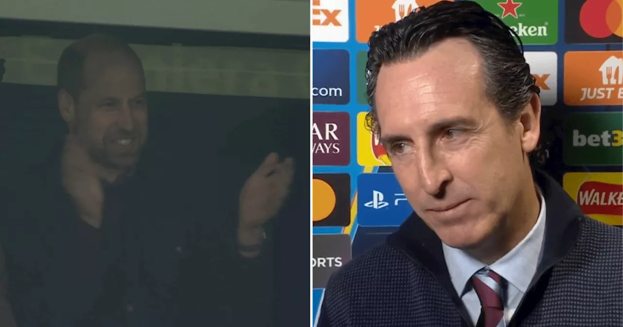 Unai Emery reveals what he said to Prince William after Aston Villa beat Bayern Munich