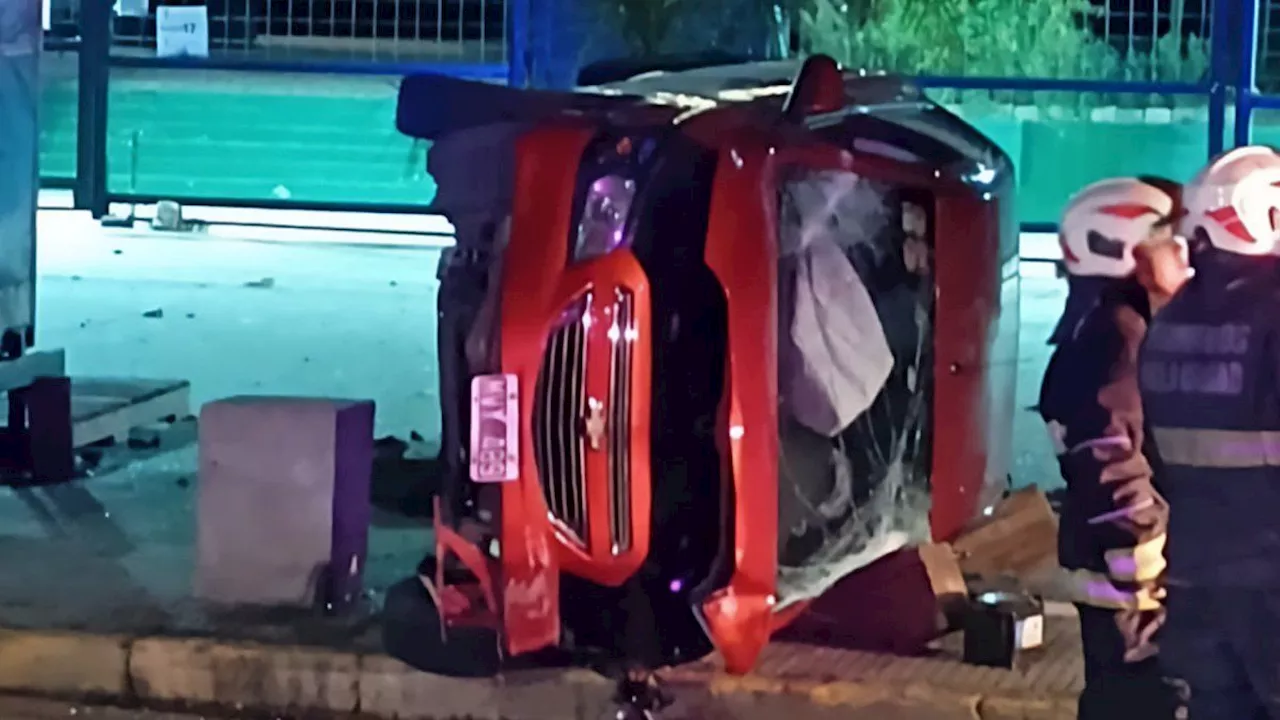 Impresionante choque y vuelco en Puerto Madero dejó tres heridos