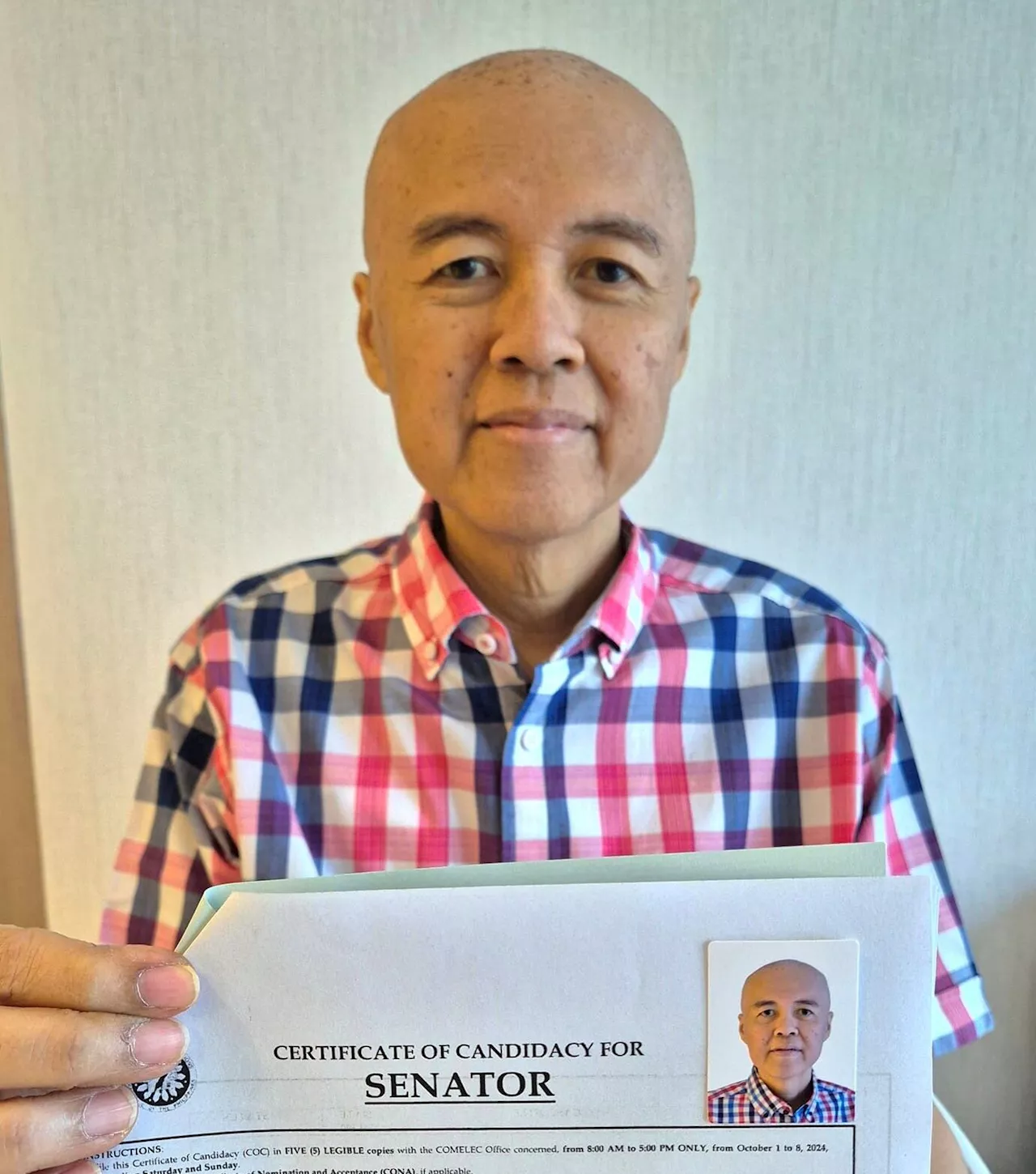 Cancer-stricken Willie Ong to run for Senate as wife Liza files his COC