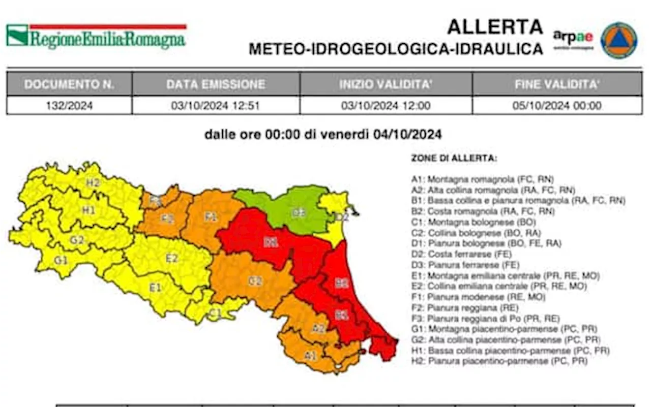 Maltempo in Emilia-Romagna, allerta rossa nel Bolognese e nelle zone costiere