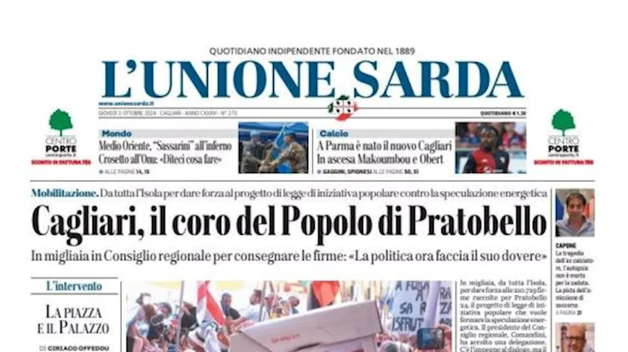 L'Unione Sarda: 'A Parma è nato il nuovo Cagliari, in ascesa Makoumbou e Obert'