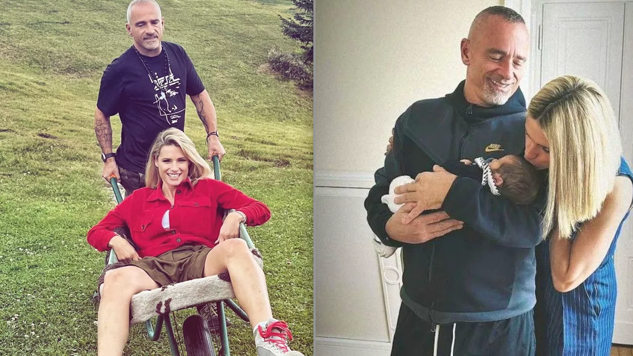 Eros Ramazzotti e Michelle Hunziker con la nipote in carriola