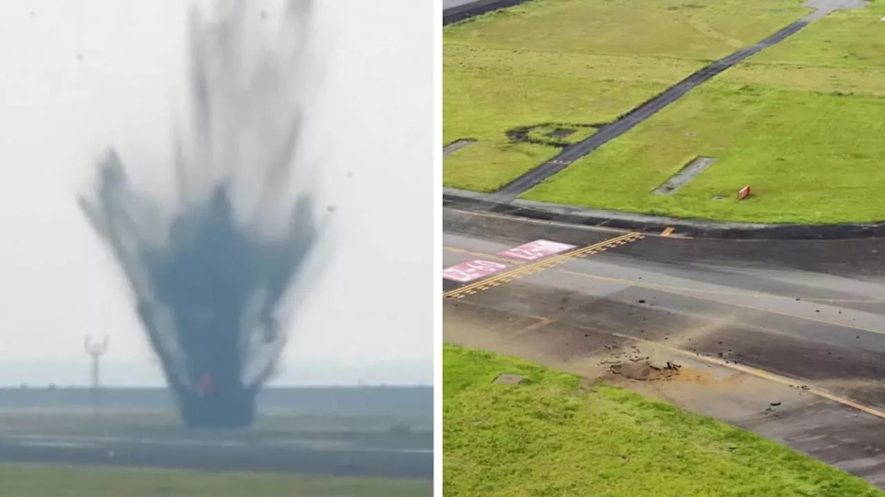 Watch: U.S. Bomb From World War II Explodes at Japanese Airport