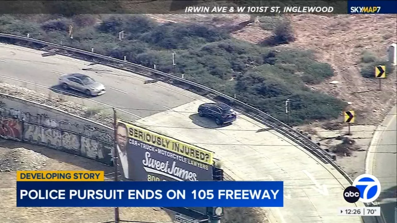 Suspect in stolen Mercedes SUV drives wrong way on freeway during police chase in Inglewood area