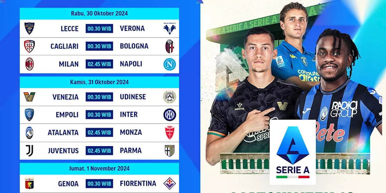 Jadwal dan Link Siaran Langsung Liga Italia 2024/25 Matchweek 10 di Vidio