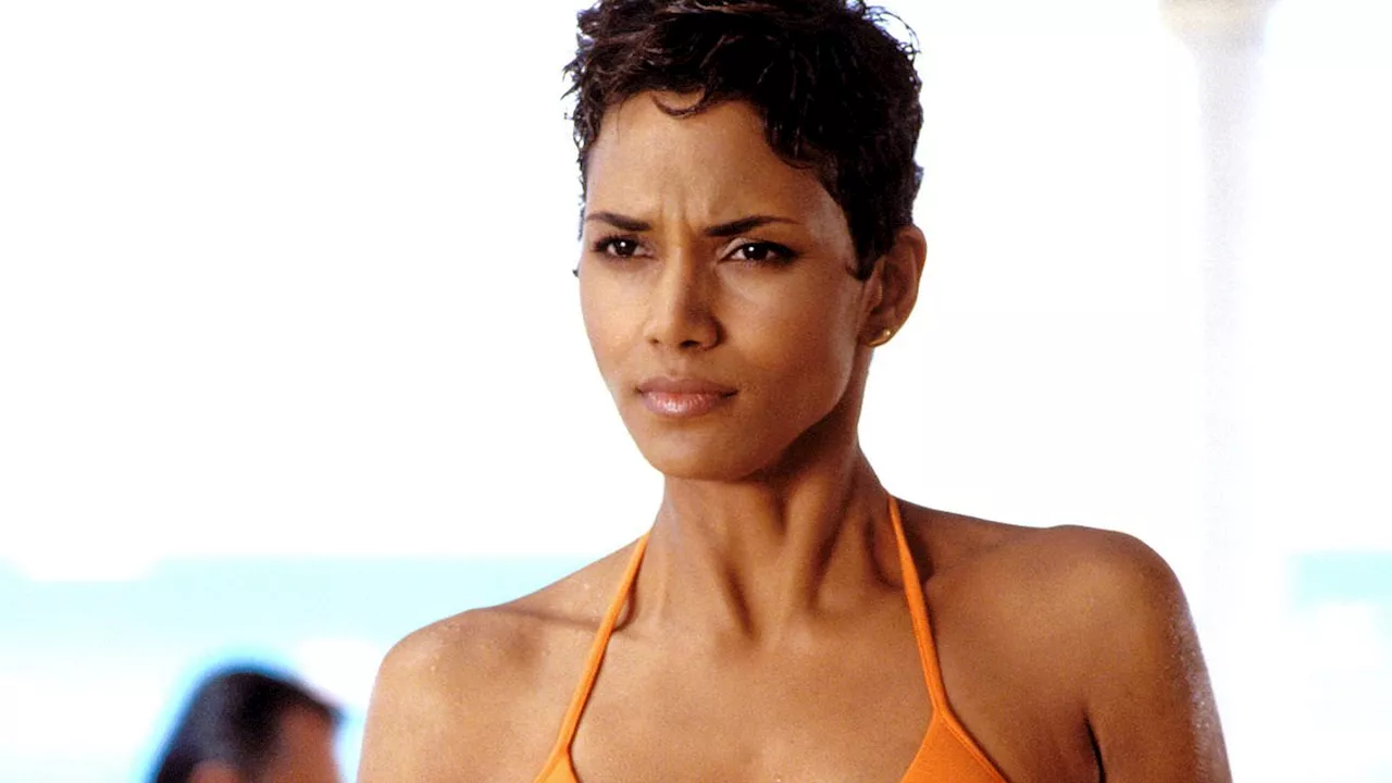 Halle Bailey re-creates Halle Berry's Bond girl orange bikini look for Halloween