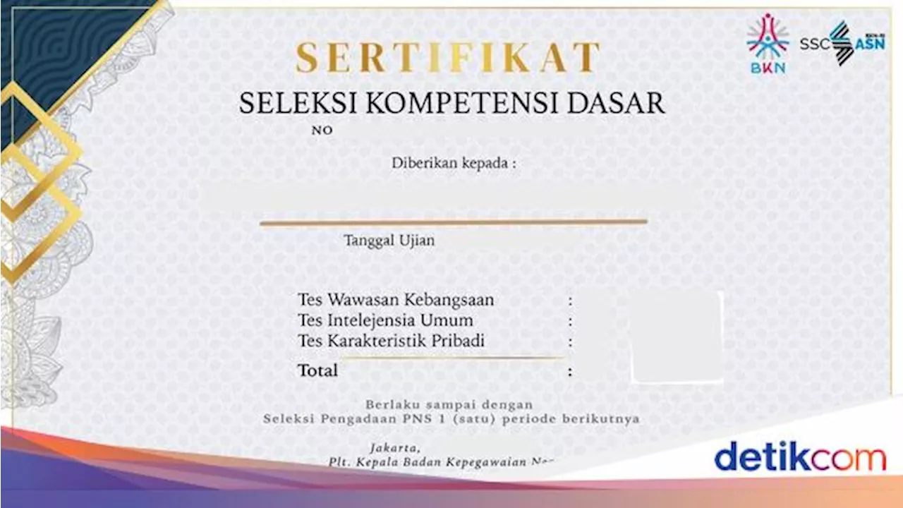 Cara Cek Nilai SKD di https://sertificat.bkn.go.id/, Buat Seleksi CPNS 1 Periode Lagi