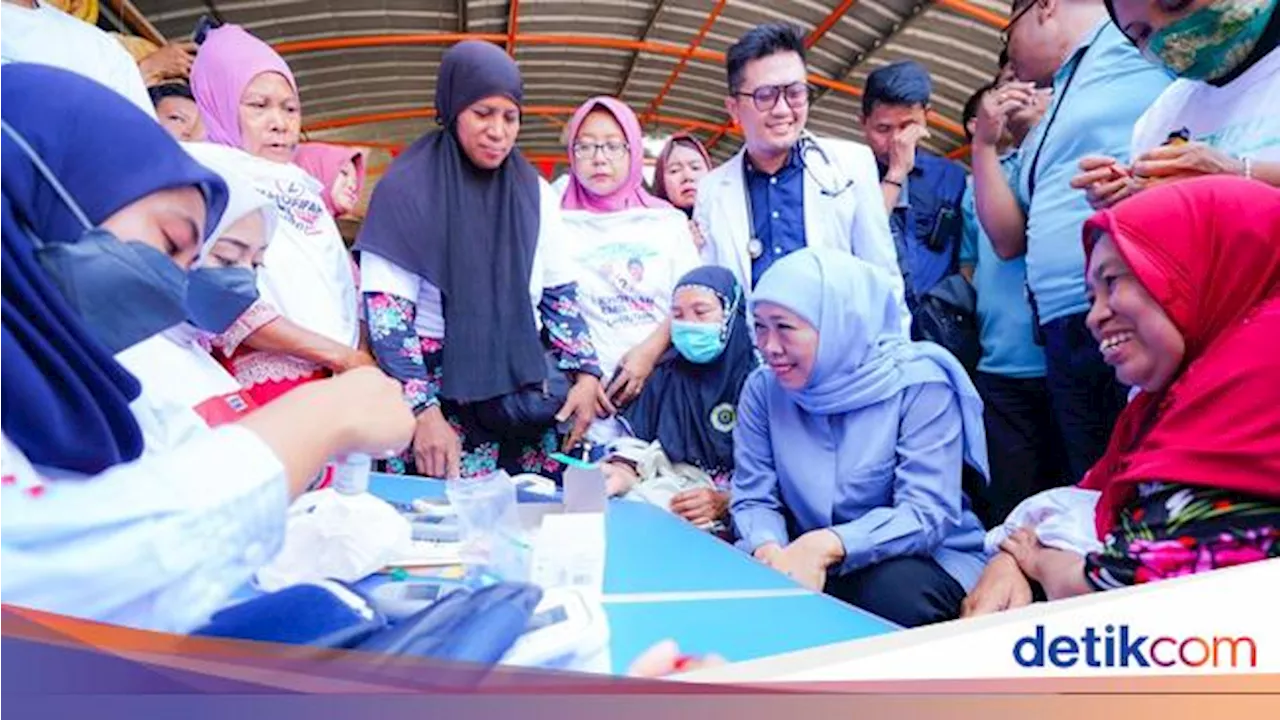 Khofifah Jemput Bola di Pasar-pasar Jatim, Gelar Cek Kesehatan Gratis