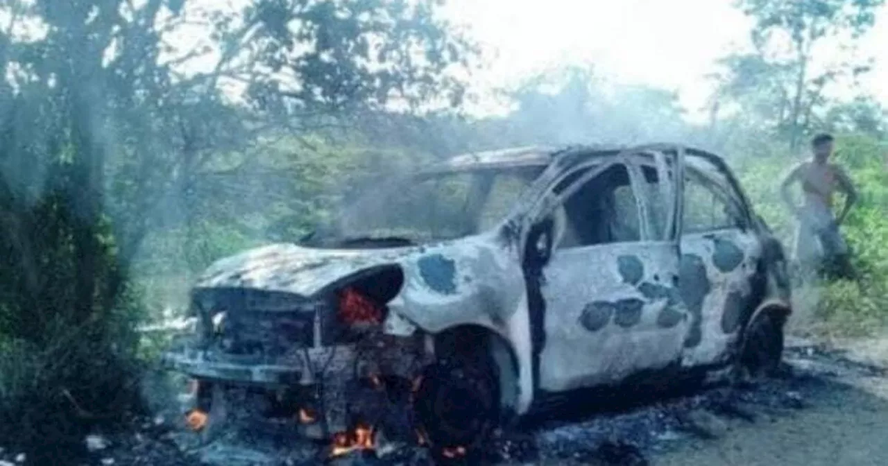 A 4 personas las hallan muertas en una camioneta incinerada