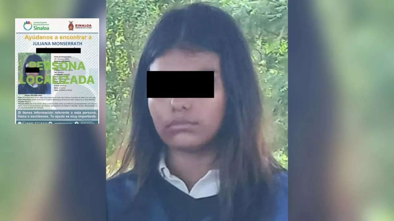 Localizan a Juliana, adolescente de 14 años que llevaba más de 10 días desaparecida en Mazatlán