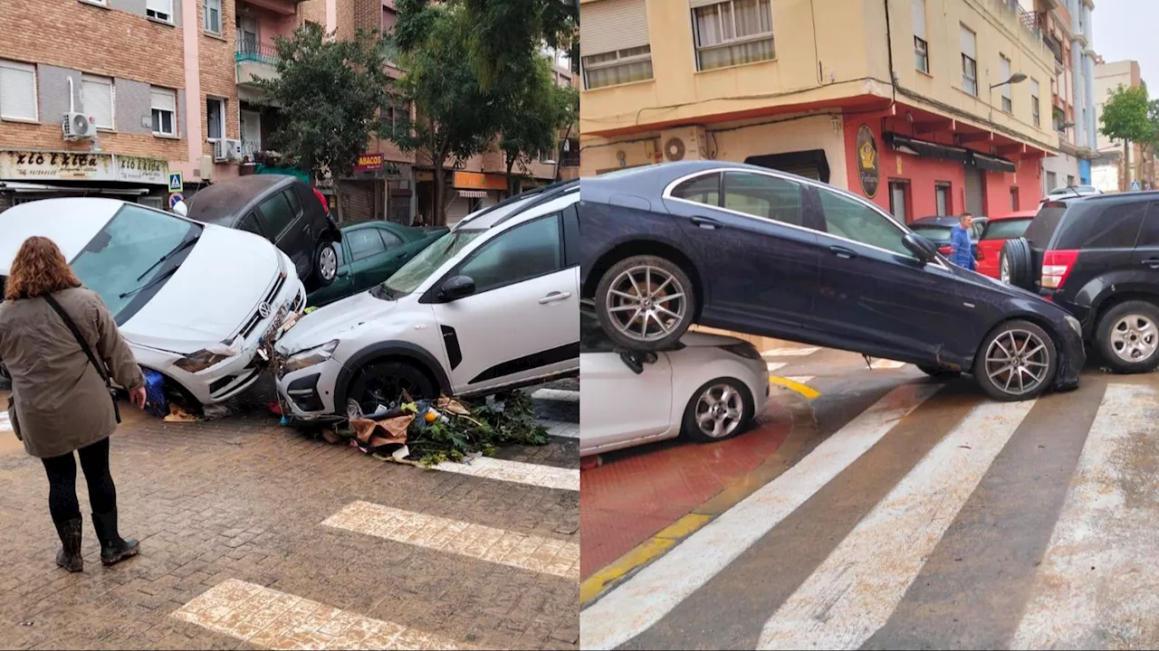 DANA I La kilométrica fila de coches destrozados en Valencia, símbolo de la devastación