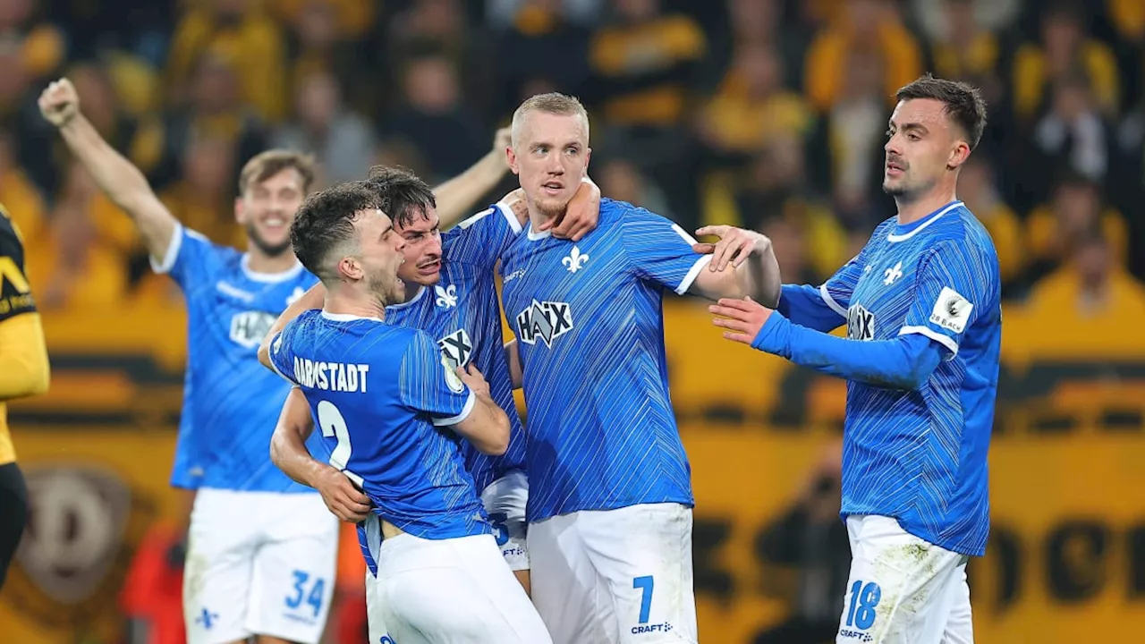 Lidberg erlöst den Favoriten: Darmstadt gewinnt Pokalfight gegen Dresden