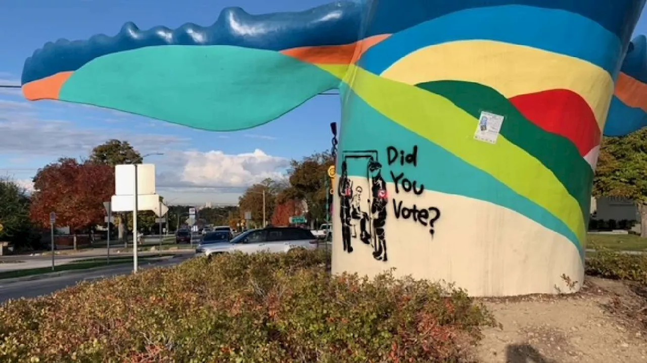 Salt Lake City's 9th and 9th whale tagged with political-related graffiti