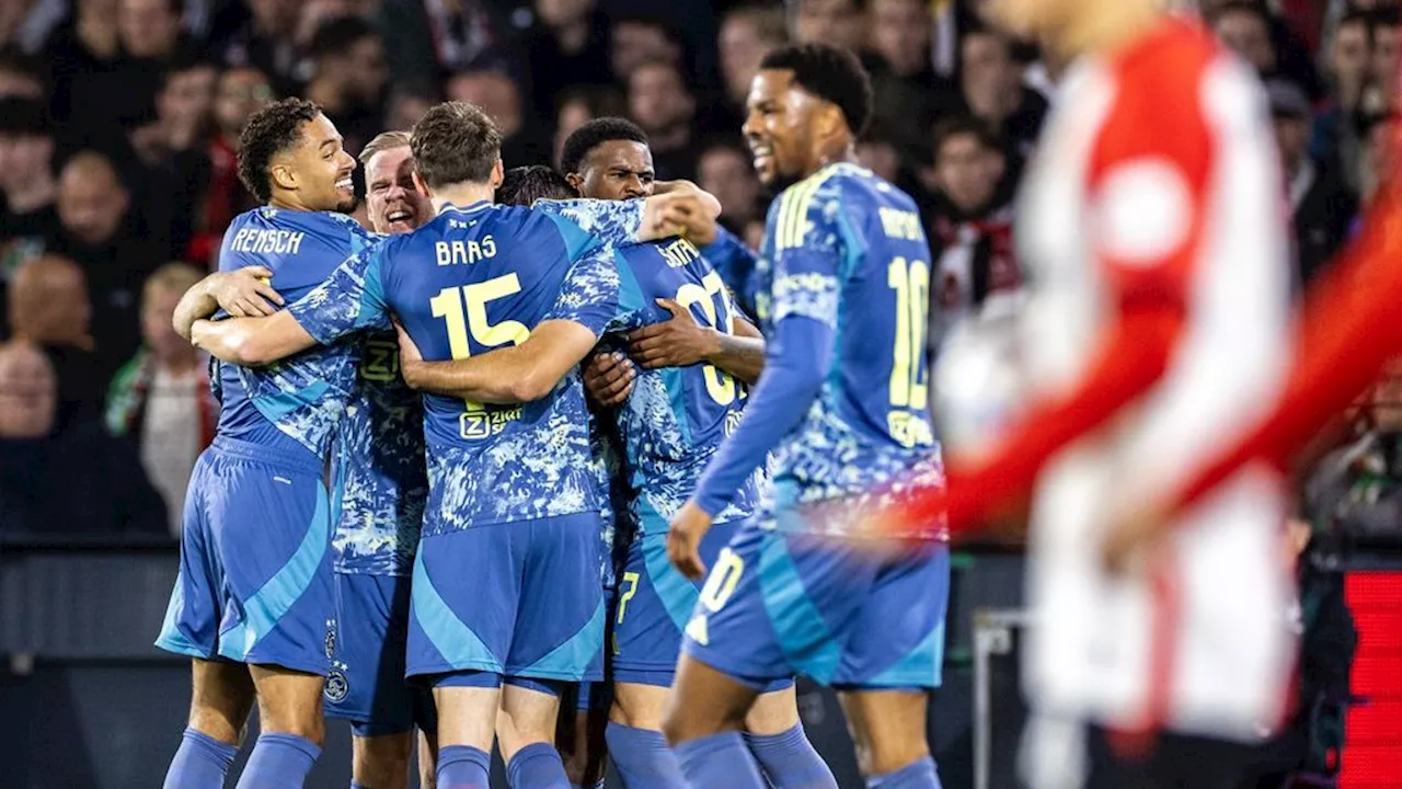 Ajax verrast Feyenoord in De Kuip en stijgt naar tweede plaats op ranglijst