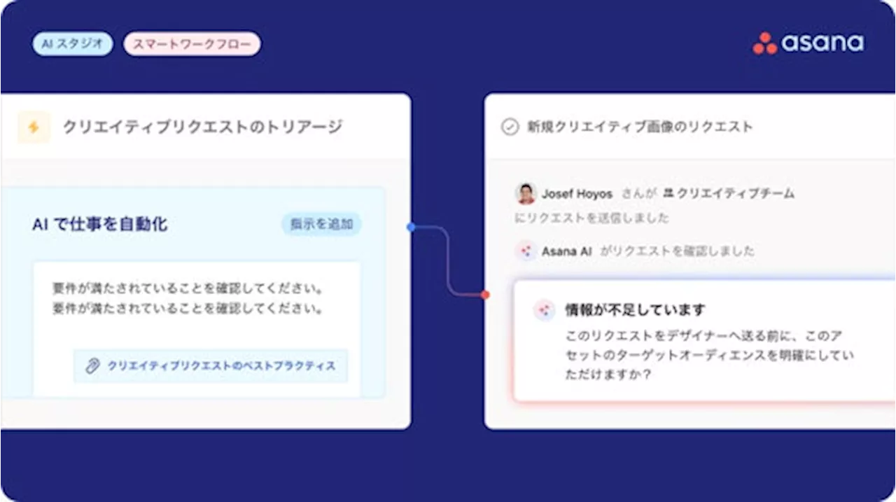 Asana、AI Studio を発表: クリティカルなワークフローにおけるAI エージェントの設計と展開のためのノーコードビルダー