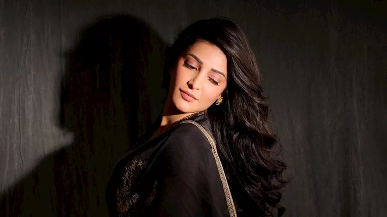 Shruti Haasan: బ్లాక్ చీరతో మదిలో మంటలు రేపుతున్న శృతిహాసన్..!