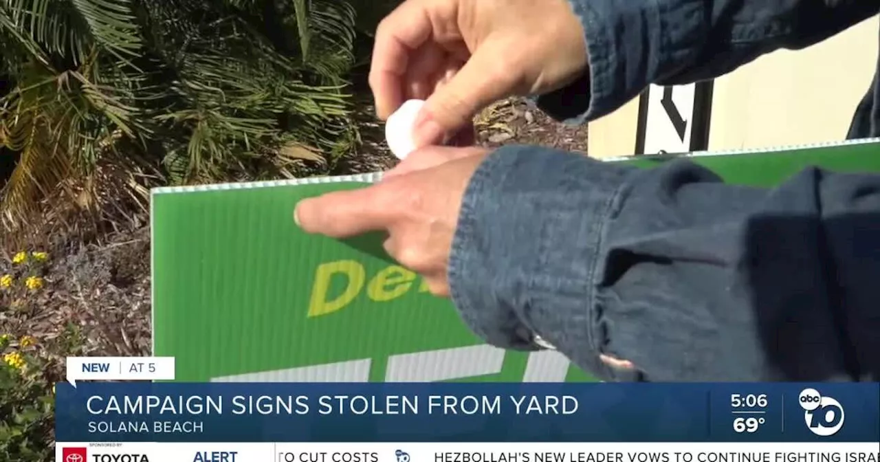 Solana Beach woman tracks stolen political signs using AirTags