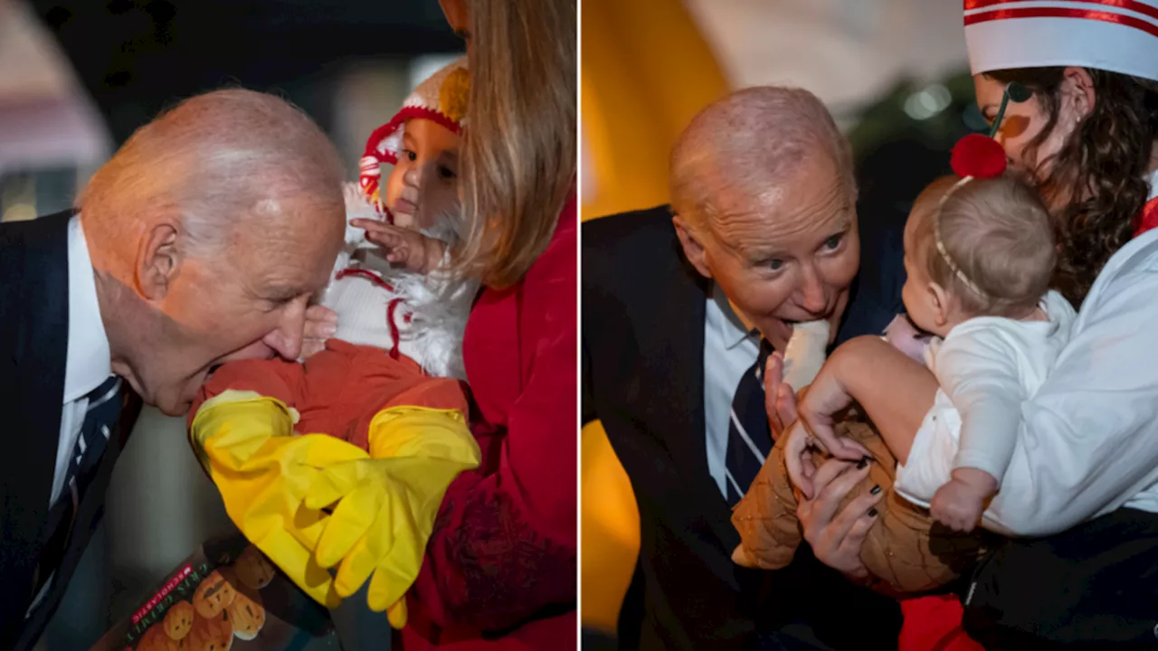 US President Joe Biden sparks furore by biting babies at White House Halloween event