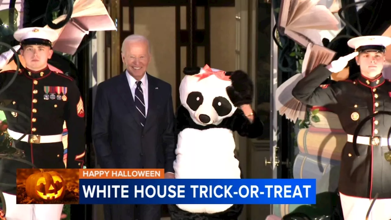 Bidens hosted final Halloween trick-or-treat event; first lady came as a giant panda