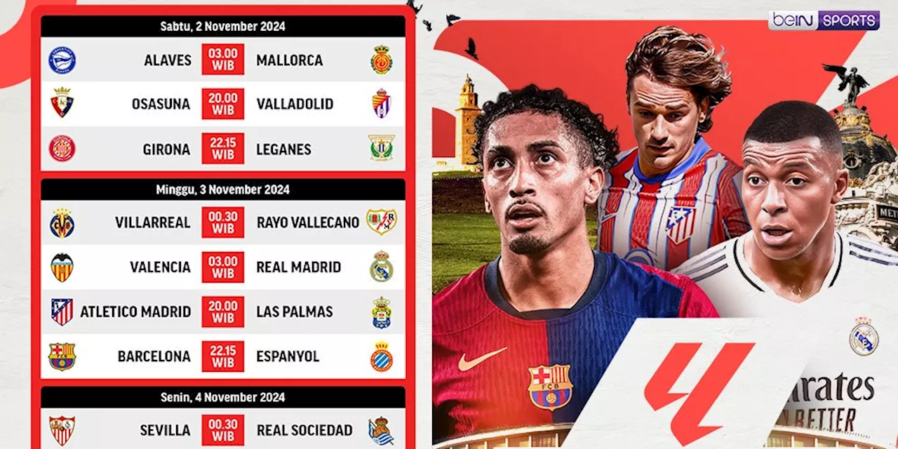 Jadwal Live Streaming La Liga 2024/25 Pekan ke-12 di Vidio