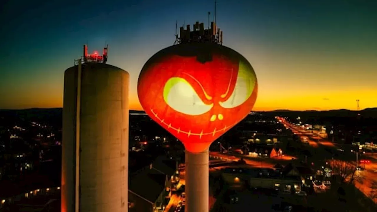 This Quebec water tower got a spooky makeover just in time for