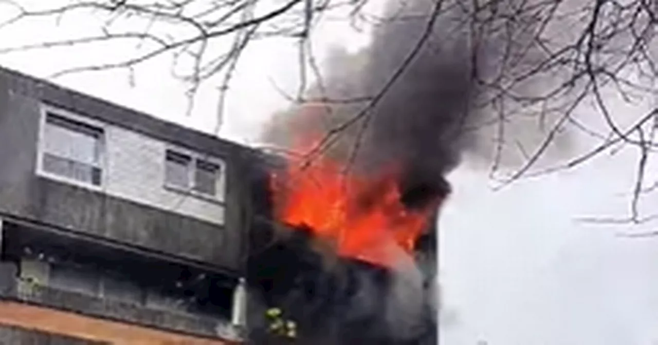 Fire rips through Scots flat as flames burst out window