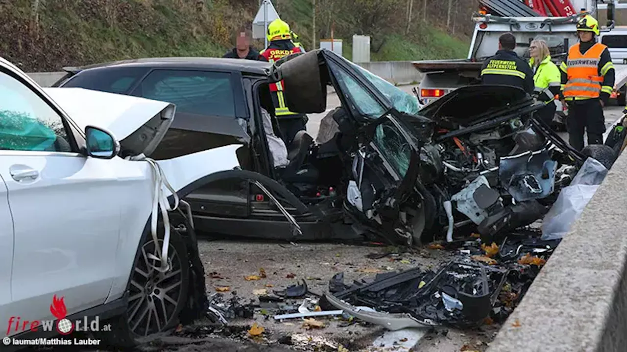 Oö: Sechs teils Schwerverletzte bei Kollision auf Pyhrnautobahn in Micheldorf