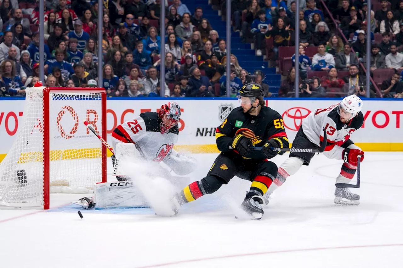 Hischier plays hero as Devils blank Canucks 6-0