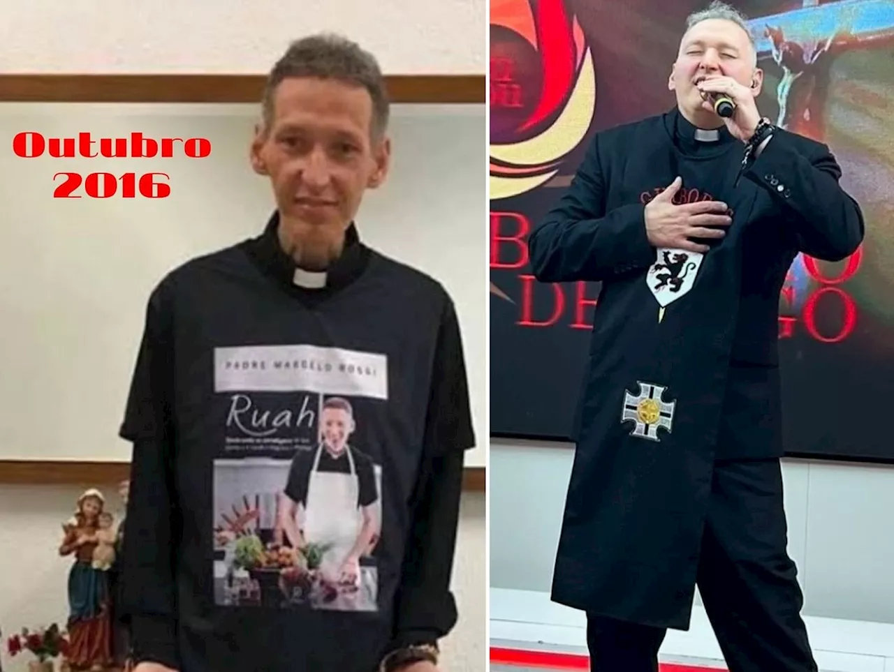 Padre Marcelo Rossi surpreende com foto de antes e depois: 'Depressão não é frescura'