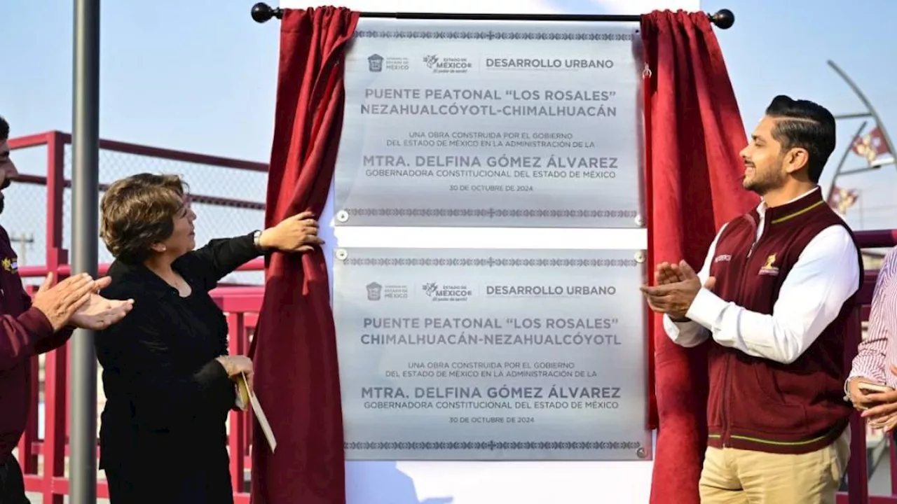 Delfina Gómez entrega puente peatonal 'Los Rosales' que une a Nezahualcóyotl y Chimalhuacán