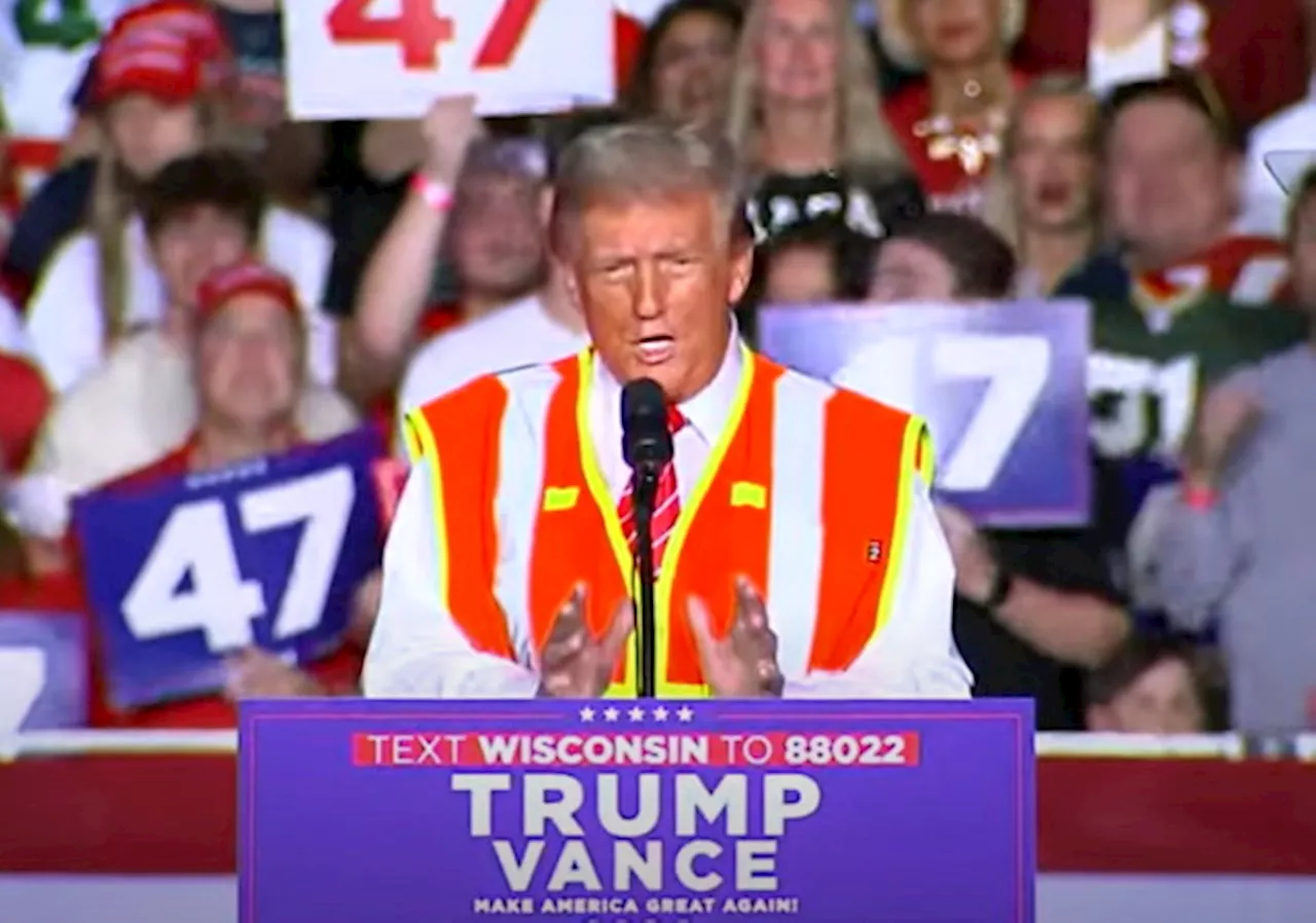 Trump Hilariously Explains Why He Wore the Orange Work Vest to Crowd in Wisconsin