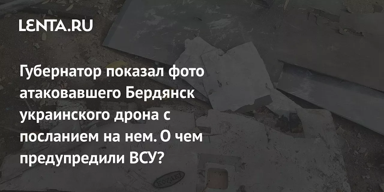 Губернатор показал фото атаковавшего Бердянск украинского дрона с посланием на нем. О чем предупредили ВСУ?