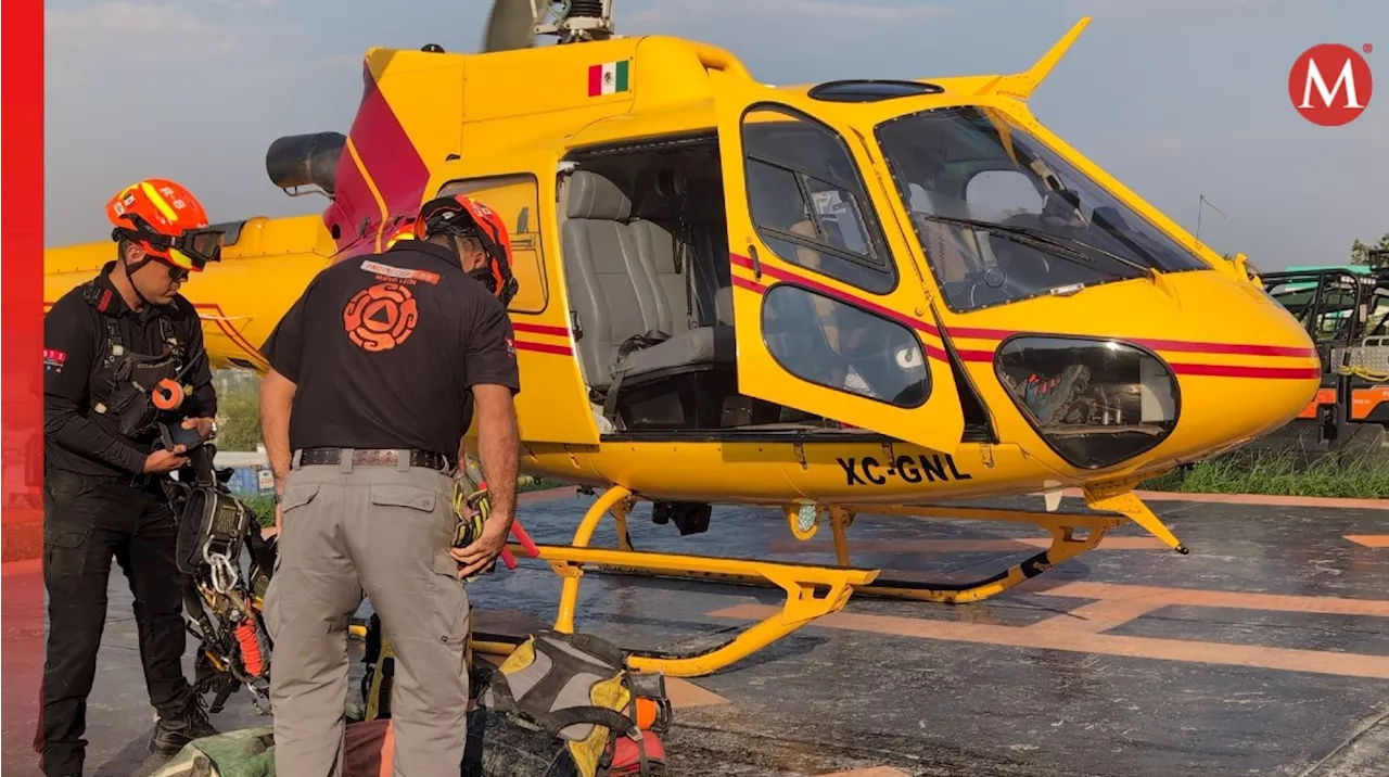 Auxilia helicóptero de PCNL a motociclista que cayó a barranco en Rayones