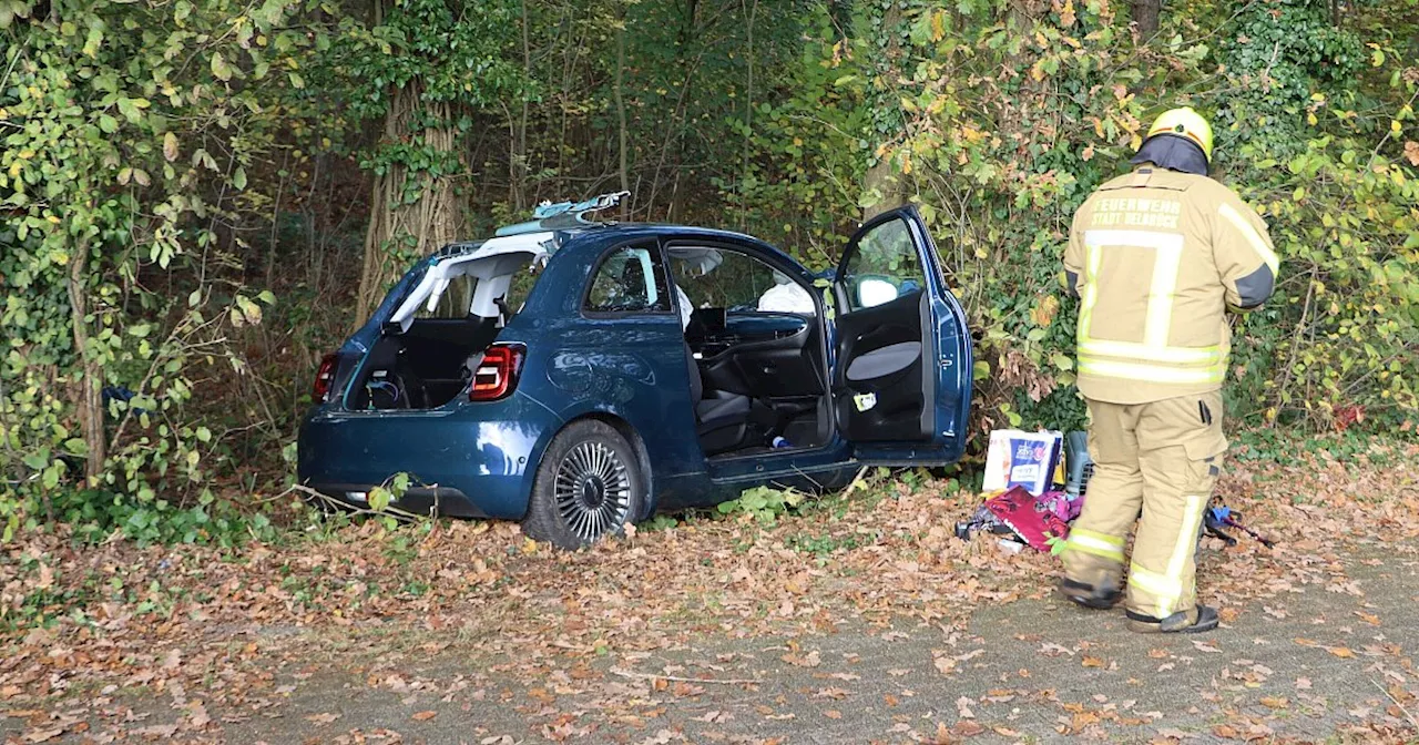 Kleinwagen prallt bei Delbrück frontal gegen Straßenbaum