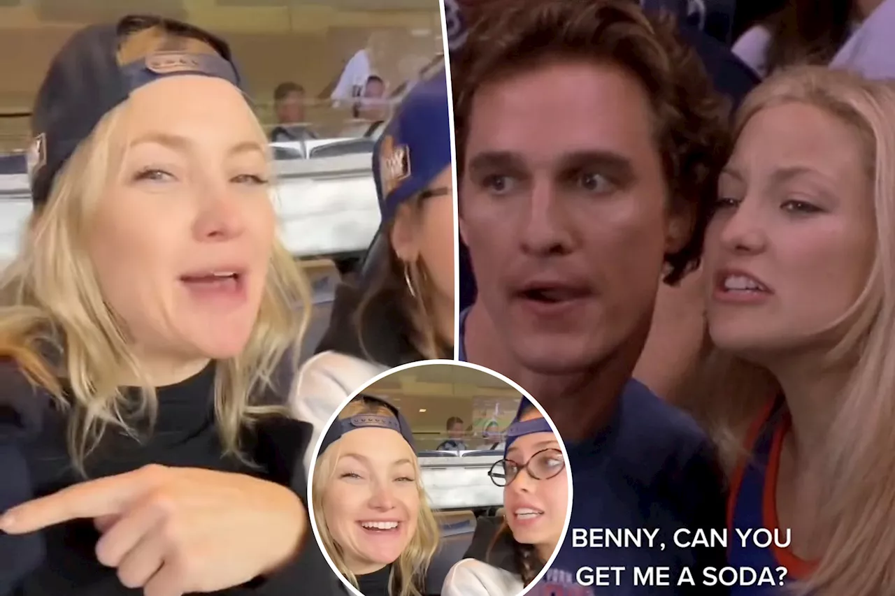 Kate Hudson recreates iconic 'How To Lose a Guy in 10 Days' scene at Yankees vs. Dodgers game