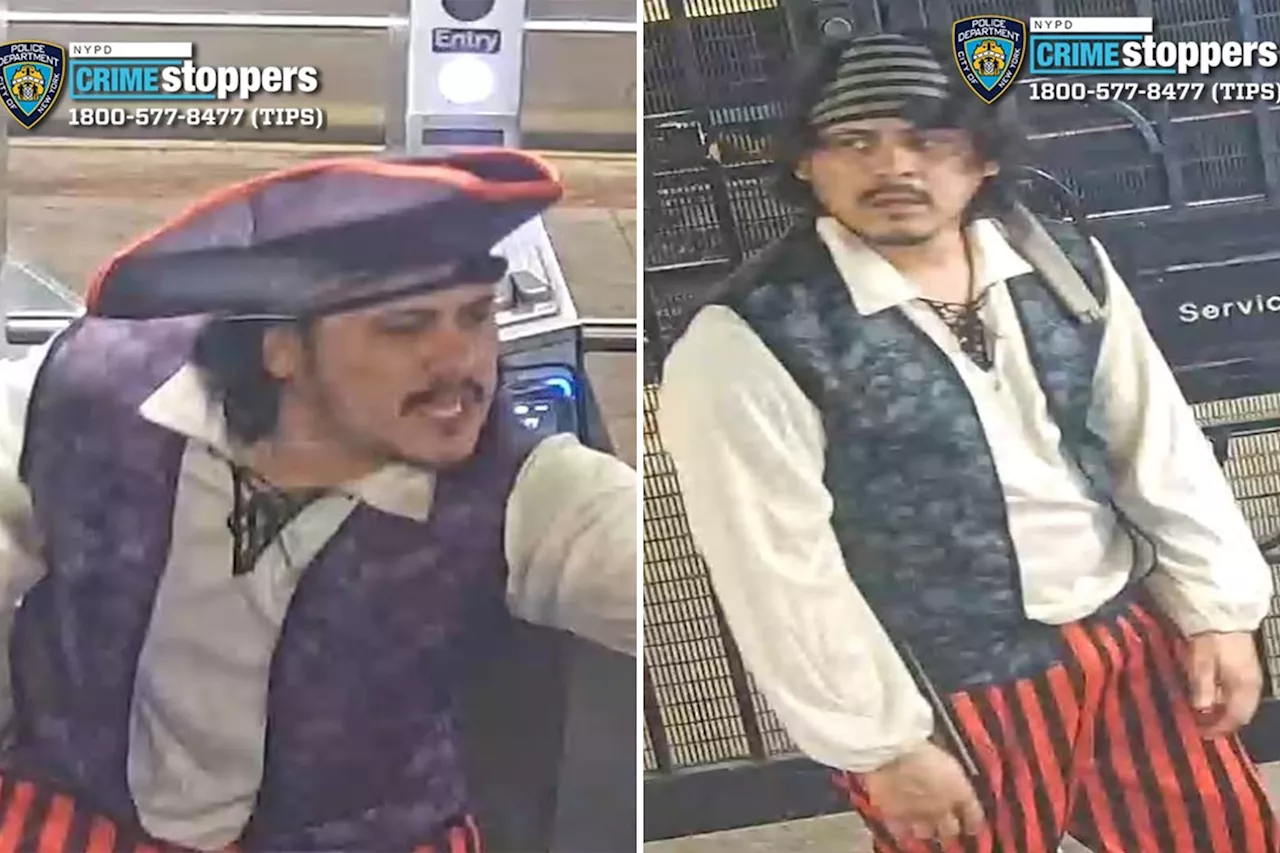 Pirate of the Subterranean: Violent thief dressed as cheap pirate steals man's sneakers in NYC subway