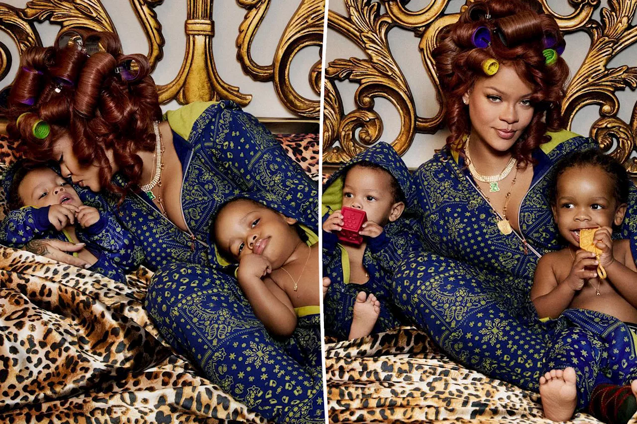 Rihanna twins with sons RZA and Riot Rose in Savage x Fenty onesies: 'One of those families that match for the holidays'