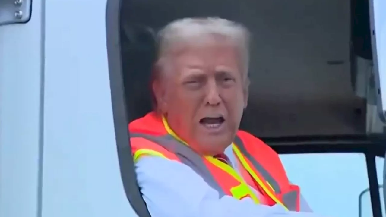 Trump rolls up in Wisconsin driving garbage truck in apparent dig at Biden