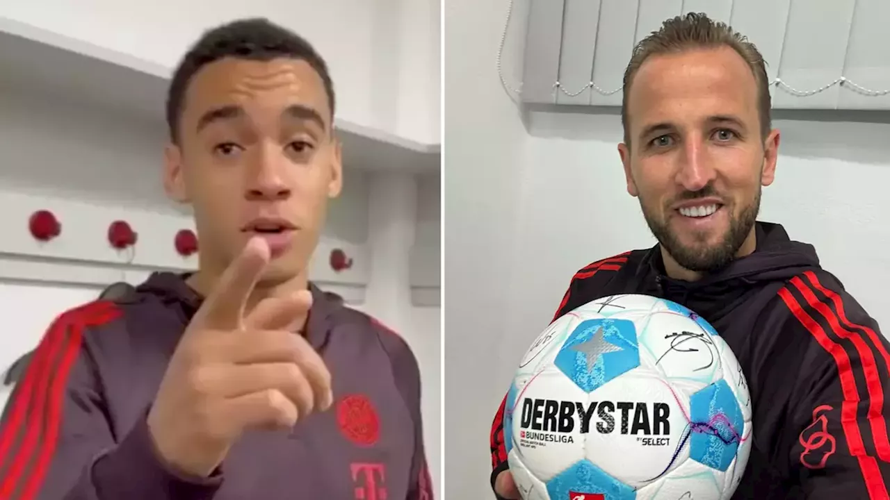 (Watch) Jamal Musiala mocks Harry Kane's dressing room speeches at Bayern Munich in hilarious video