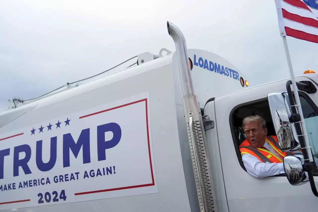 Donald Trump boards a garbage truck to draw attention to Biden remark