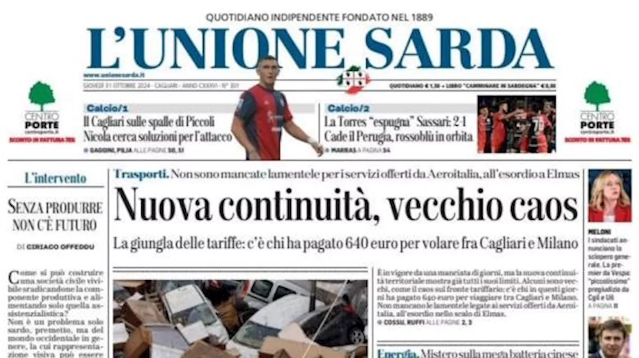 L'Unione Sarda: 'Il Cagliari sulle spalle di Piccoli: Nicola cerca soluzione in attacco'