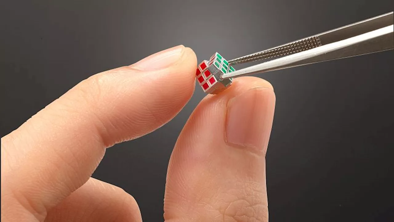 This is the world’s smallest Rubik’s Cube. And it actually works