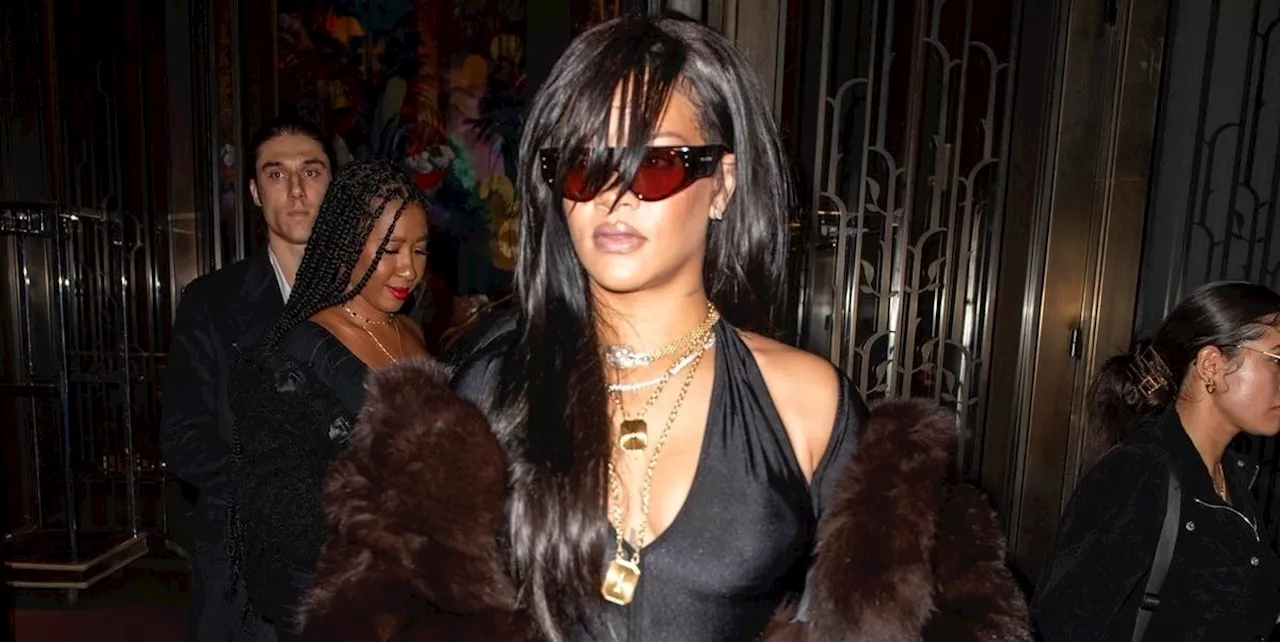 Rihanna Perfected the Party Uniform in a Va-Va-Voom Dress and Fur Shawl