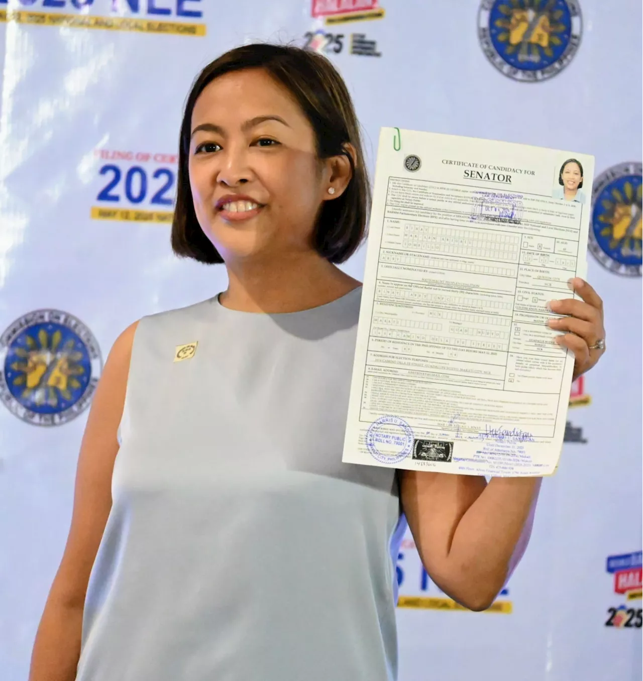 Abby Binay files COC for Senate; vows to focus on social health programs