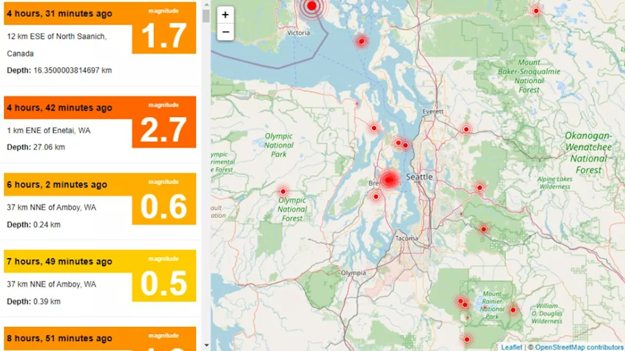 Fourth earthquake in a week shakes up Western Washington