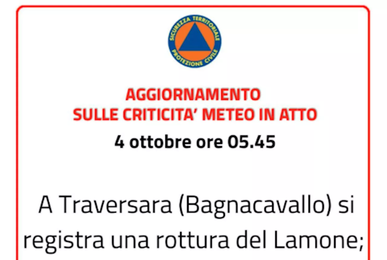 Maltempo, in Emilia-Romagna è allerta rossa: il fiume Lamone rompe l'argine a Traversara