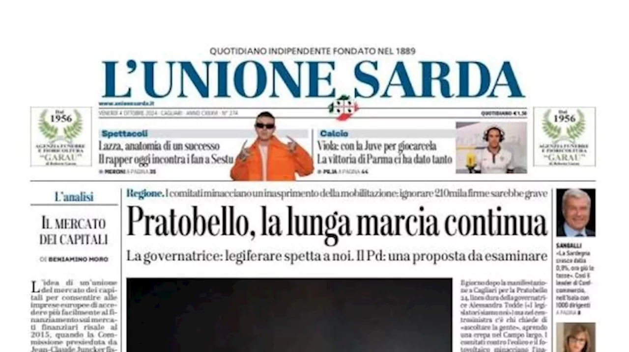 Cagliari, L'Unione Sarda apre con le parole di Viola: 'Con la Juventus per giocarcela'