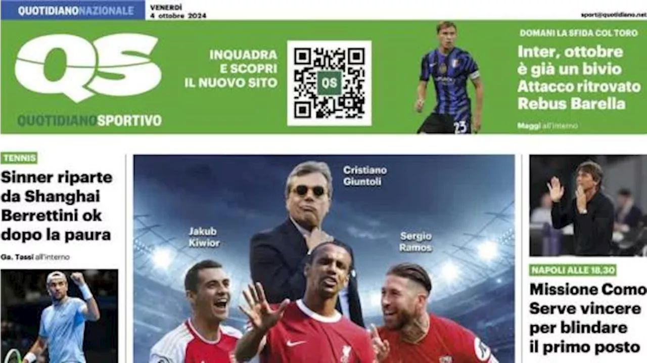 Il QS in prima pagina: 'Juventus, caccia al futuro dopo l'infortunio di Bremer'