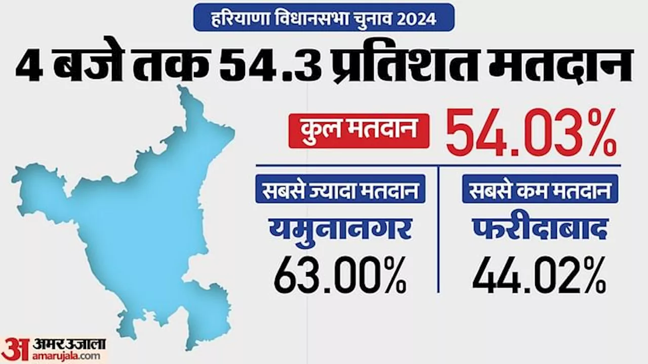 Haryana Voting Live: 4 बजे तक 54.3% मतदान, डाटा गांव में बूथ नंबर 69 पर फर्जी मतदान को लेकर दो पक्षों में झड़प